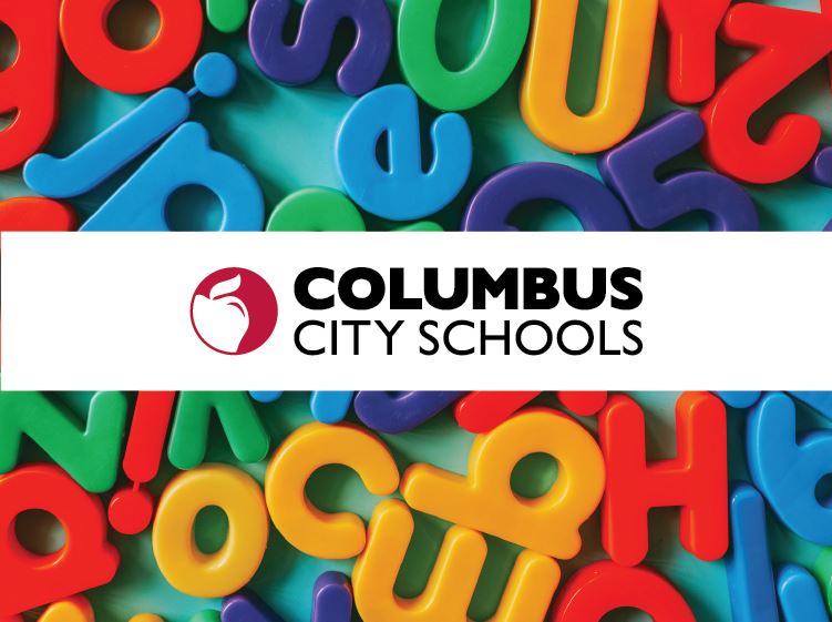 graphic of alphabet letter and the columbus city schools logo